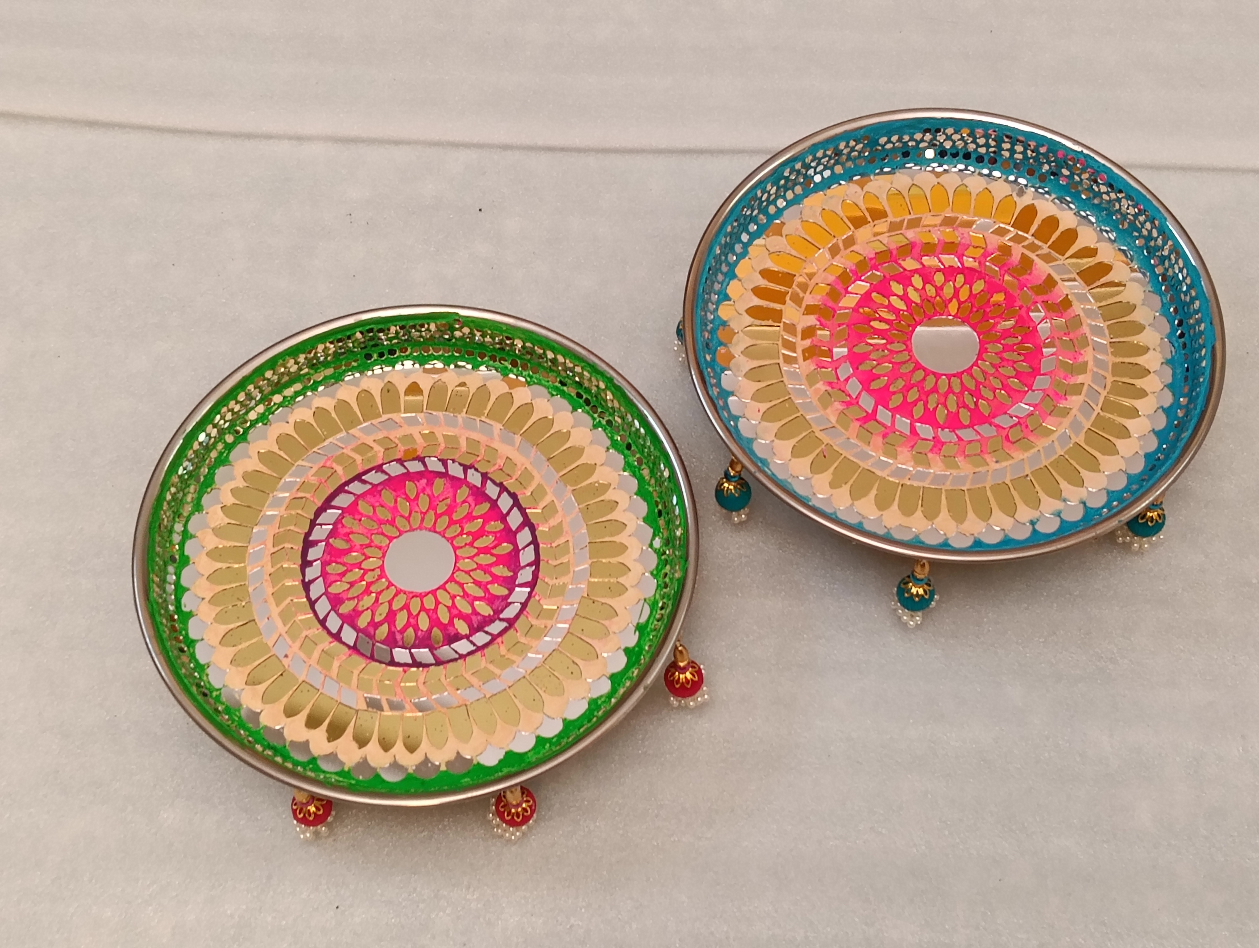 Footed Mosaic Plates